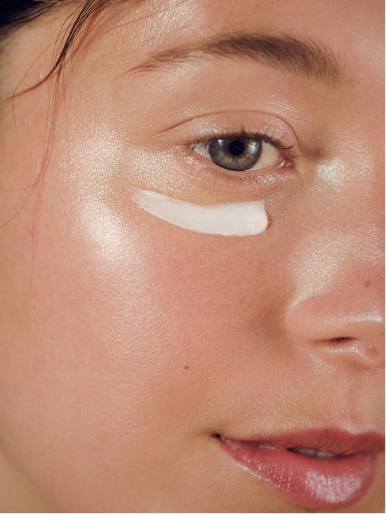 Product applied to the eye area 